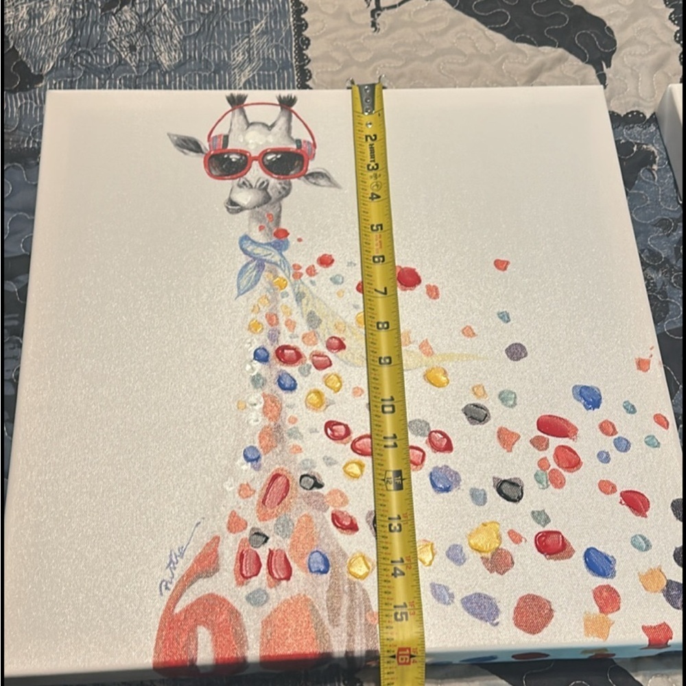 3 mixed media canvas painted cute animals art print - Picture 2 of 8